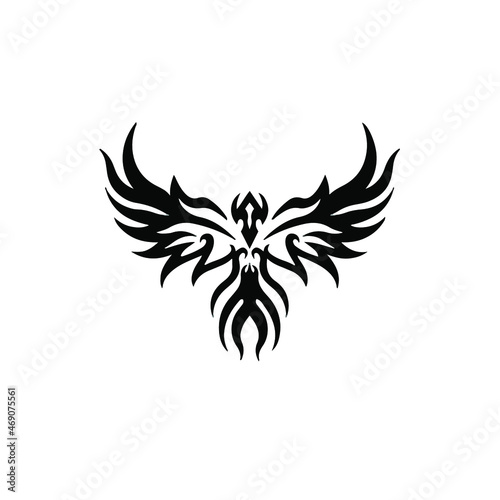 Phoenix Bird Logo. Tribal Tattoo Design. Stencil Vector Illustration