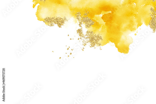 Yellow and Gold Splash Watercolor Background