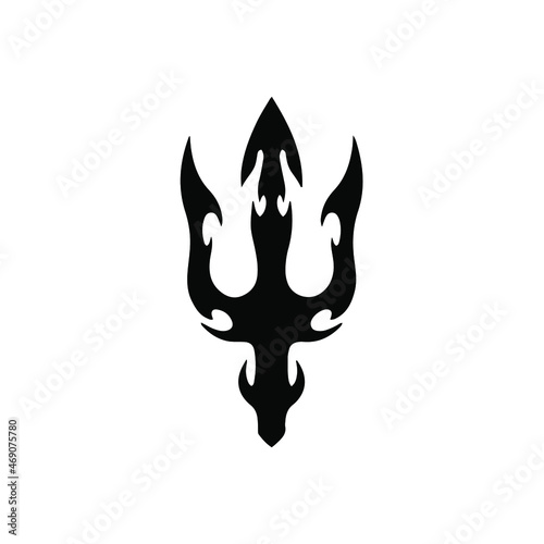 Trident Symbol Logo. Tribal Tattoo Design. Stencil Vector Illustration