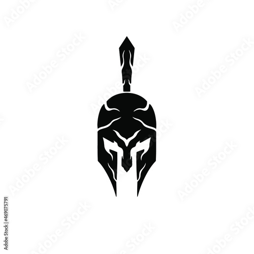 Spartan Helmet Logo. Tribal Tattoo Design. Stencil Vector Illustration
