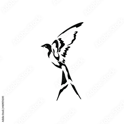 Bird Symbol Logo. Tattoo Design. Stencil Vector Illustration
