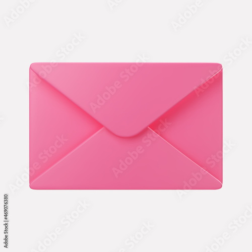 3d closed pink mail envelope icon isolated on grey background. Render giving love email for Mother and Valentines Day greetings. 3d realistic vector
