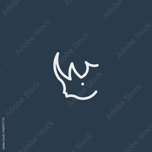 Rhino Line Art. Simple Minimalist Logo Design Inspiration. Vector Illustration.