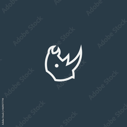 Rhino Line Art. Simple Minimalist Logo Design Inspiration. Vector Illustration.
