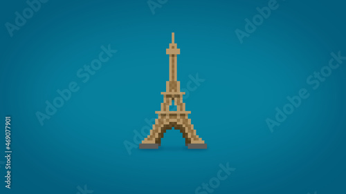 Pixel 8 bit Eiffel Tower wallpaper - high res 4k background
