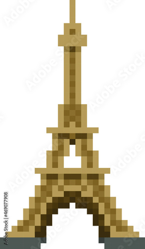 Pixel Eiffel Tower - vector, isolated