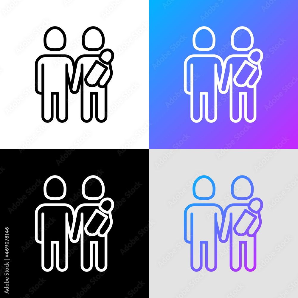 Homosexual family with newborn thin line icon. Modern vector illsutration. Homosexual family with newborn thin line icon. Modern vector illsutration.
