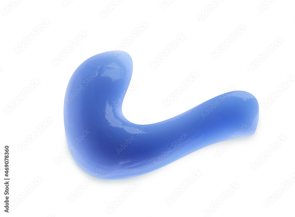 Smear of blue toothpaste isolated on white, top view Smear of blue toothpaste isolated on white, top view