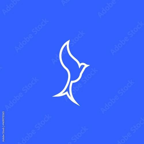 Bird Line Art. Simple Minimalist Logo Design Inspiration. Vector Illustration. © FriskySloths