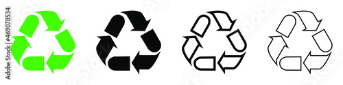 Recycle icon. Set of triangular eco recycle signs. Vector illustration. Recycle label