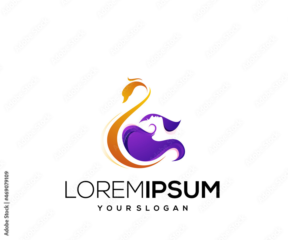 Modern gradient color goose beauty salon mascot logo vector Modern gradient color goose beauty salon mascot logo vector
