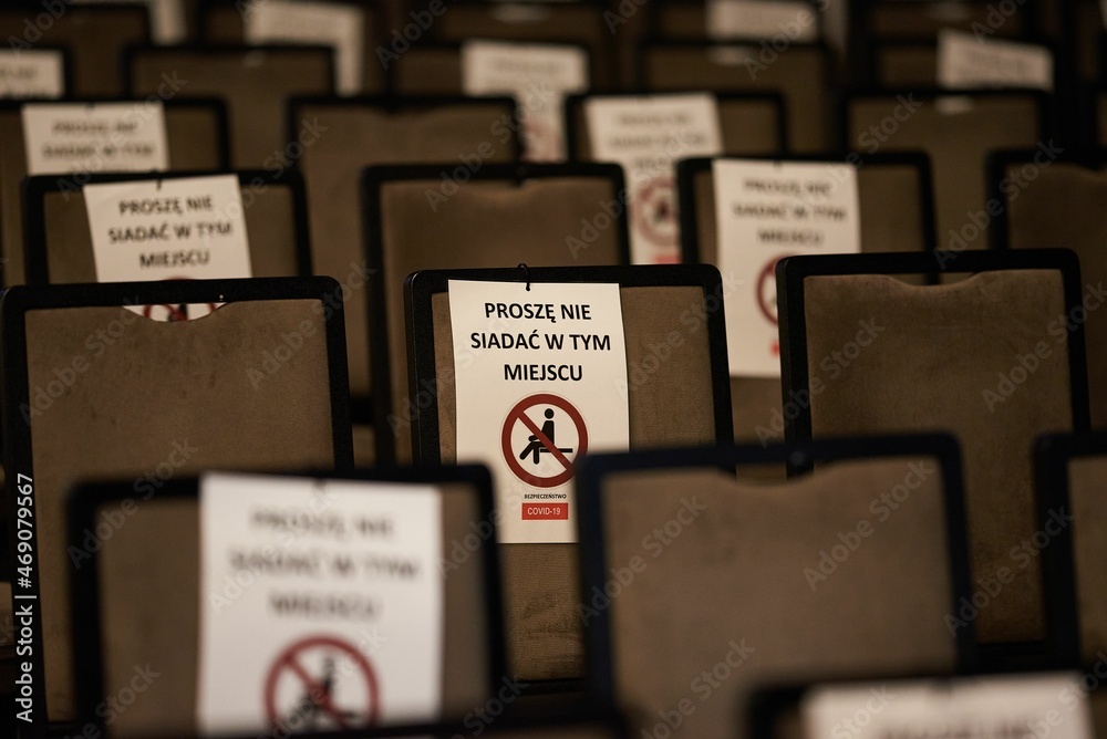 empty seats in the theater - covid-19 restrictions
