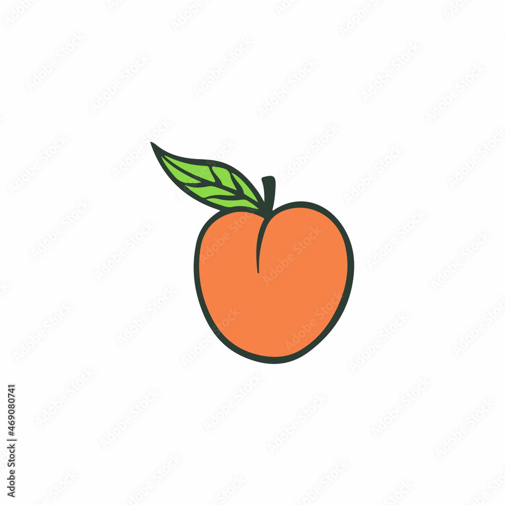 Peach Fruit Symbol. Social Media Post. Fruit Vector Illustration. Peach Fruit Symbol. Social Media Post. Fruit Vector Illustration.