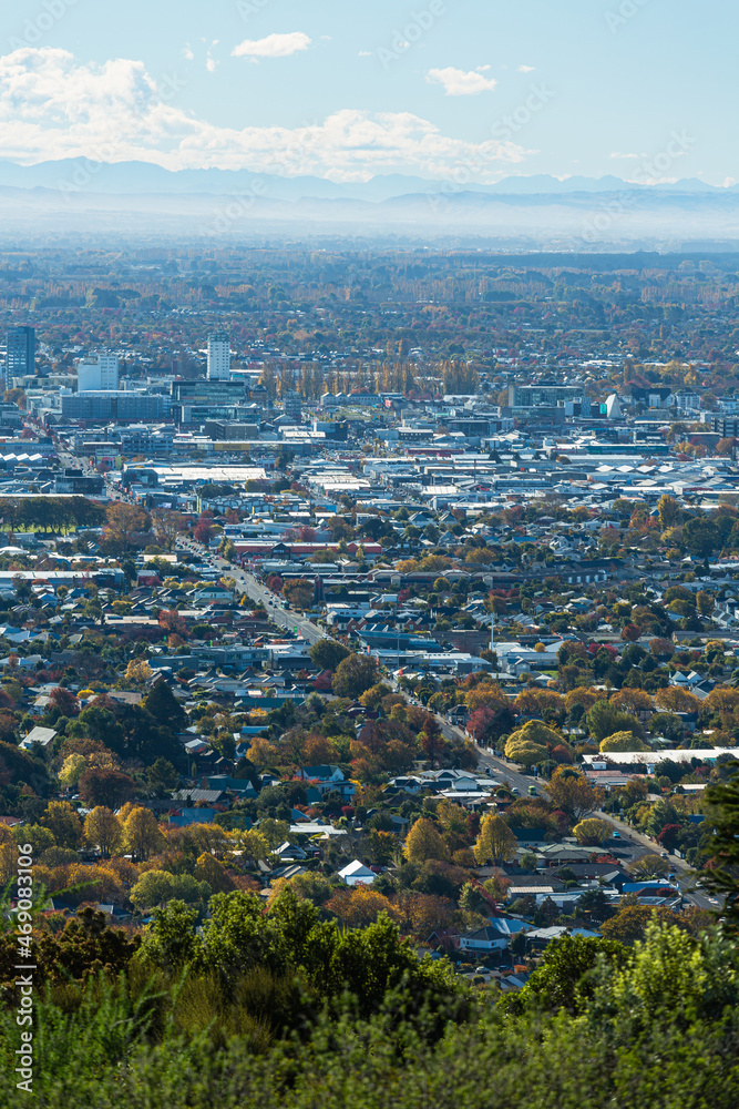 ニュージーランド　クライストチャーチのカシミアヒルの展望台から眺める市街地の街並み