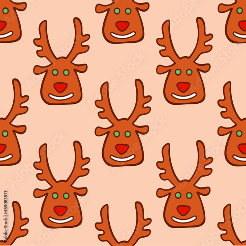 Christmas Santa Reindeer Cookies Pattern Background. Social Media Post. Christmas Vector Illustration.