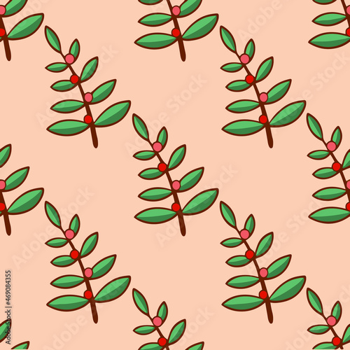 Christmas Plant Ornament Pattern Background. Social Media Post. Christmas Decorative Vector Illustration.