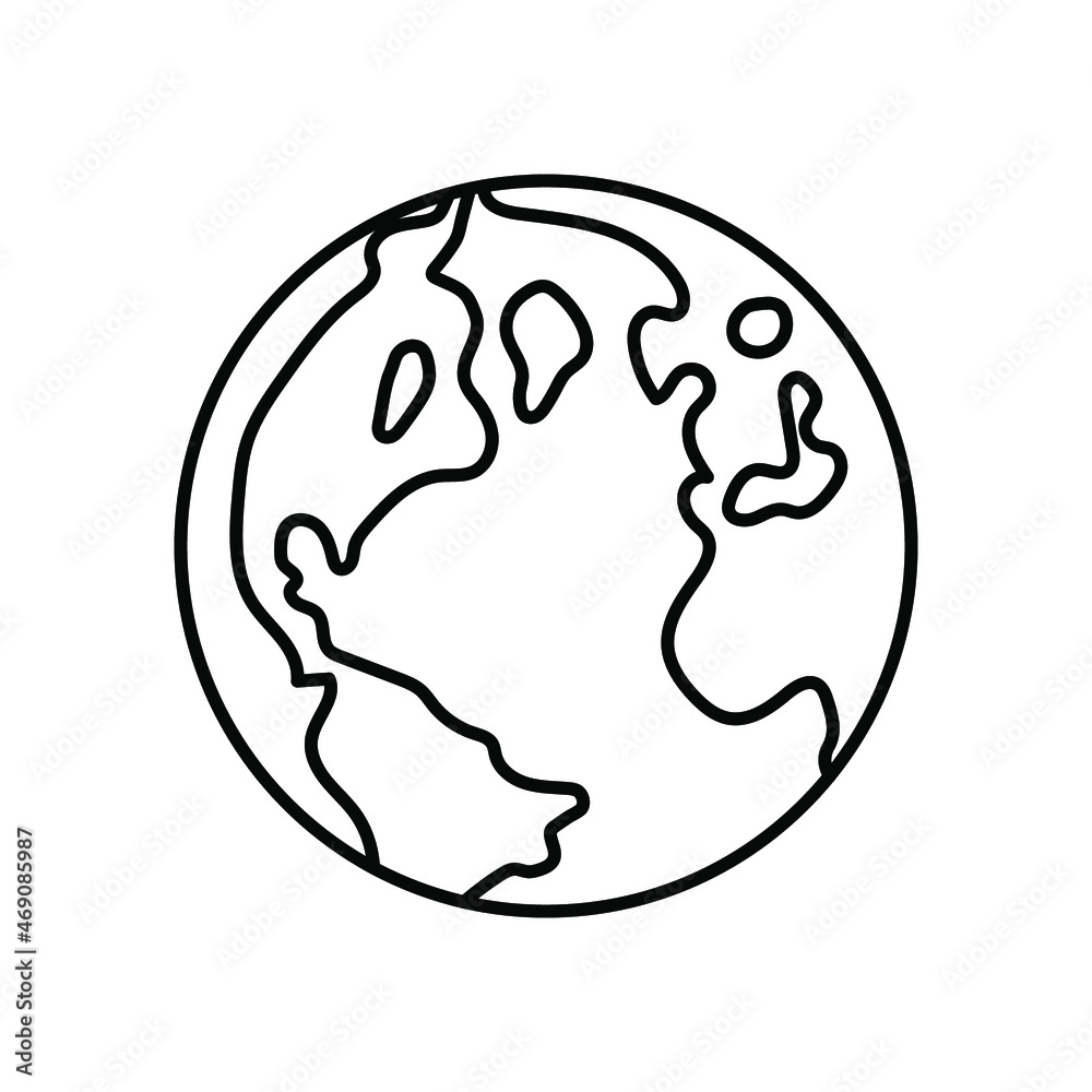 Earth icon. Vector illustration. Earth globe linear sign. Drawn globe icon isolated Earth icon. Vector illustration. Earth globe linear sign. Drawn globe icon isolated