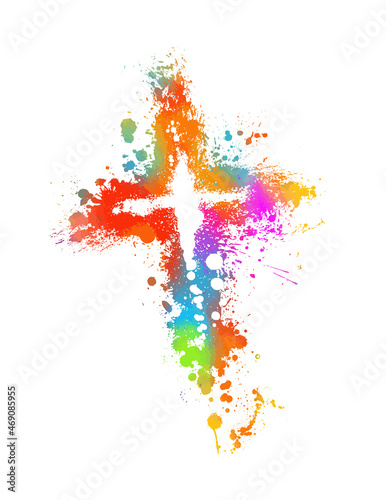 Multi-colored cross object. Vector illustration