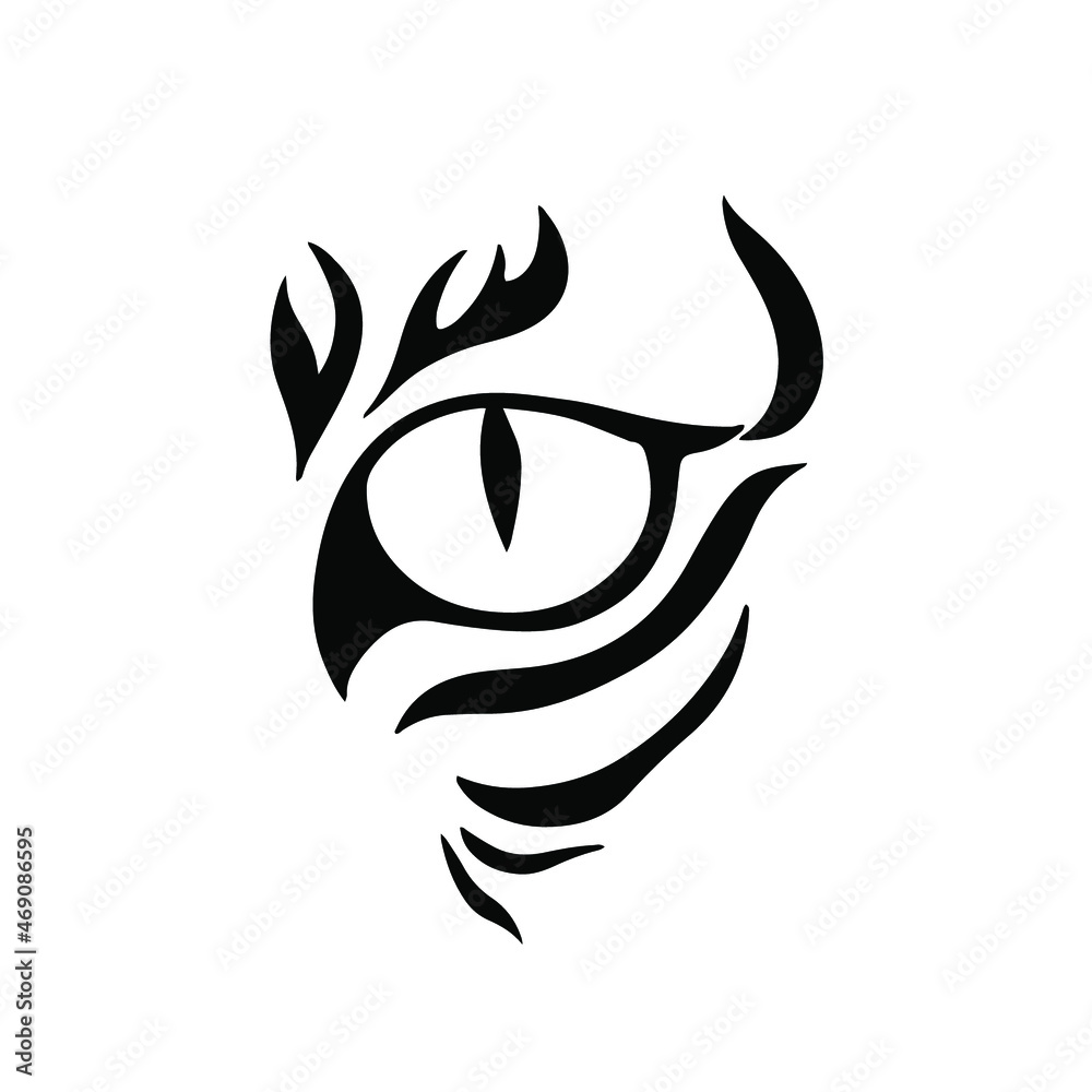 Black Tiger Eye Logo Symbol on White Background. Stencil Design Tattoo Vector Illustration. Black Tiger Eye Logo Symbol on White Background. Stencil Design Tattoo Vector Illustration.