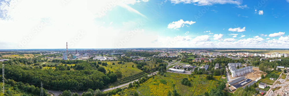 Panoramiczny widok z lotu ptaka, północno-wschodnie rogatki miasta Gorzów Wielkopolski - obrazy, fototapety, plakaty 