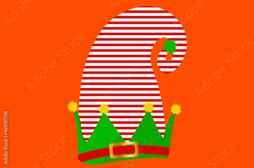 green elf hat with red and white stripes 