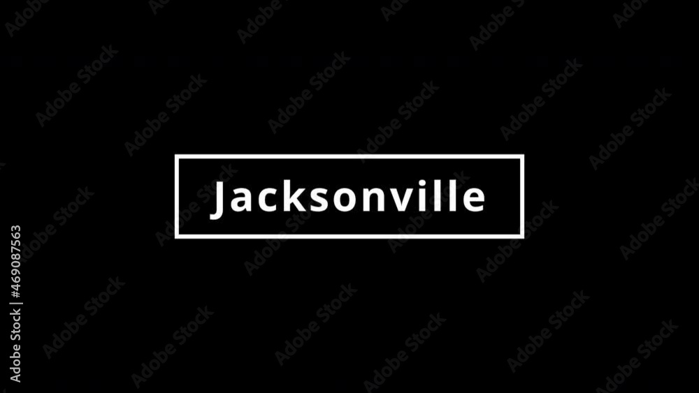 Transition of city of Jacksonville, white on a black background. Animation in 4k Transition of city of Jacksonville, white on a black background. Animation in 4k