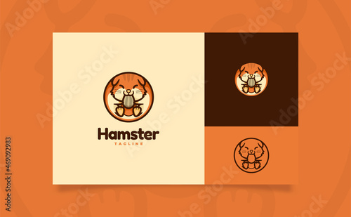 Cute hamster cartoon logo illustration circle