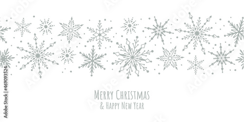 Holidays cards with Christmas motif, snowflakes, gold ornament snow frames and  isolated background. Winter vector set templates