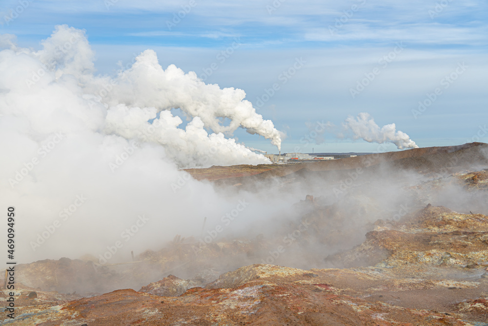 Geothermal industry over the steam, Iceland