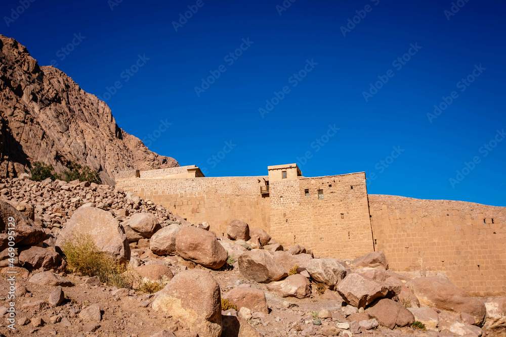 Monastery of St. Catherine at the foot of Mount Sinai. The monastery is one of the oldest active Christian monasteries in the world. Egypt