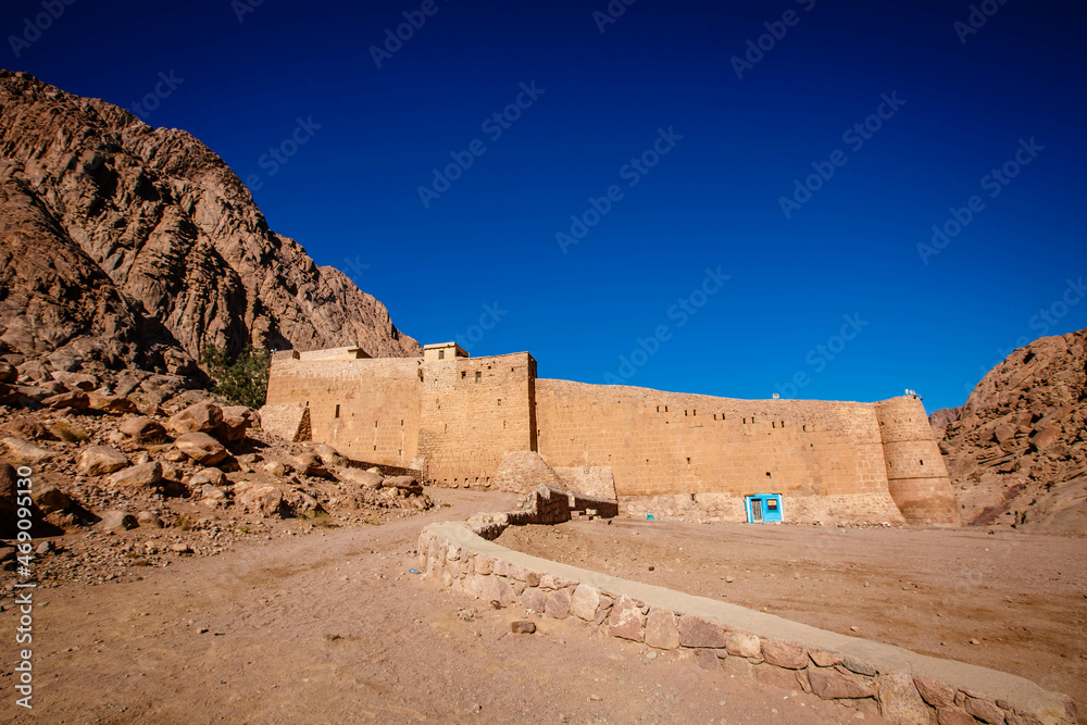 Monastery of St. Catherine at the foot of Mount Sinai. The monastery is one of the oldest active Christian monasteries in the world. Egypt