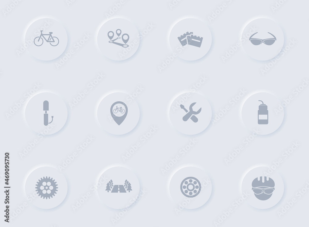 bicycle gray vector icons on round rubber buttons. bicycle icon set for web, mobile apps, ui design and promo business polygraphy bicycle gray vector icons on round rubber buttons. bicycle icon set for web, mobile apps, ui design and promo business polygraphy