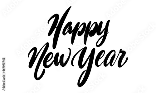 Happy New Year hand lettering congratulate inscription, Christmas greeting card, calligraphy vector illustration