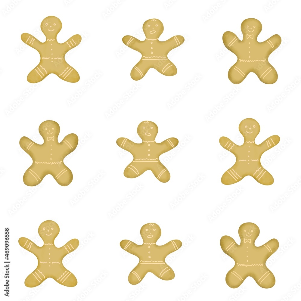 Pattern gingerbread man in white background Pattern gingerbread man in white background