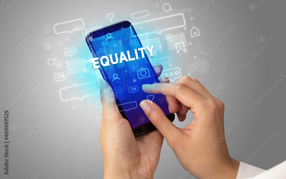 Hand using smartphone with social media concept Hand using smartphone with social media concept