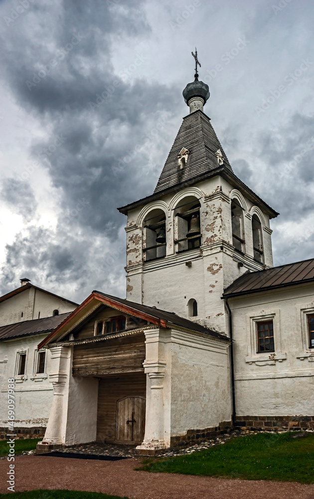 Bell tower in the Ferapontov monastery, Vologda region, Russia. XVII century
