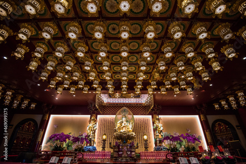 Fotografi Singapore,02,15,2019. Sculpture in the buddha tooth relic temple