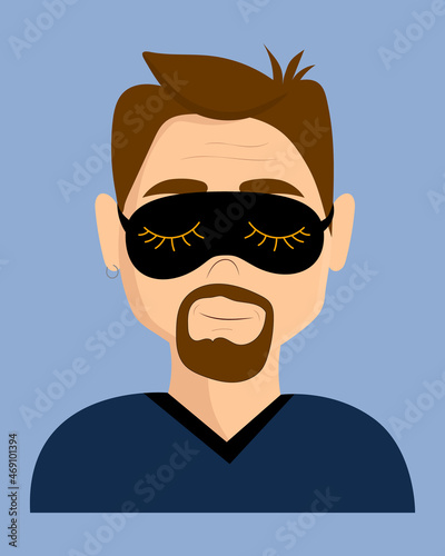 Adult man in a sleep mask. Personal care, facial care, cosmetic procedure, at a beauty doctor
