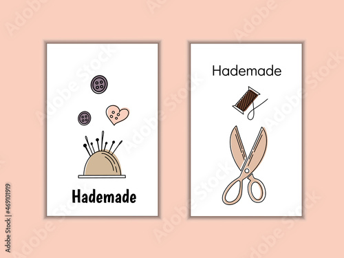 Made with love. Hand drawn colored vector set.