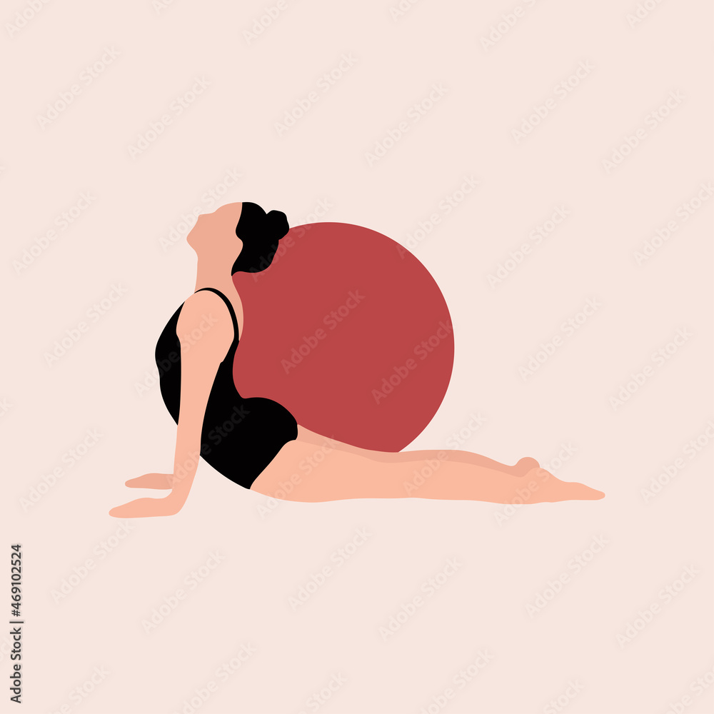 Yoga pose isolated on light background - Woman doing yoga - obrazy, fototapety, plakaty 