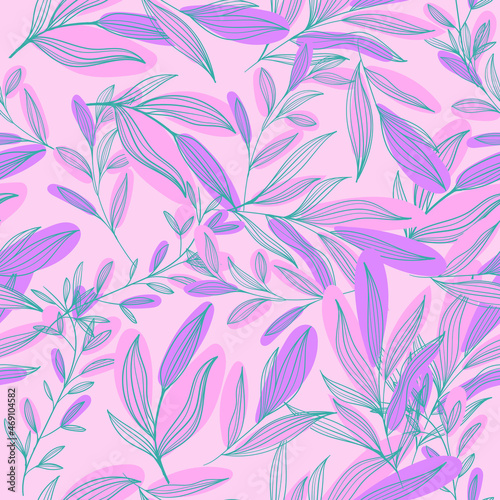 Seamless floral pattern with one line flowers. Vector hand drawn illustration. Design for textile, fabric, banner, poster, card, invitation and scrapbook © Cemil