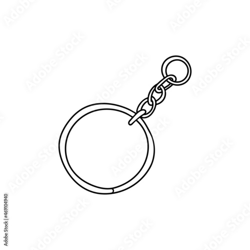 Contour of a ring of a squirrel key of a house. Object sketch. Hand drawn thin line art vector illustration. Isolated simple element.