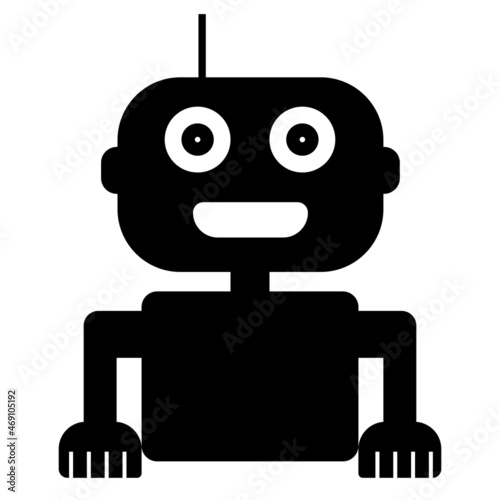 Top half of simple robot silhouette isolated on white. Droid icon.