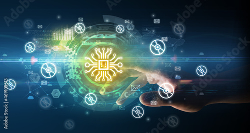 Wallpaper Mural touching with soft gesture multimedia screen with future technology concept Torontodigital.ca