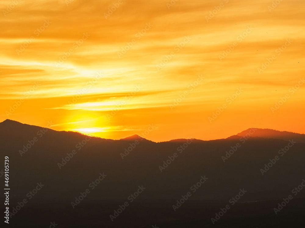 Beautiful sunrise light of mountain view