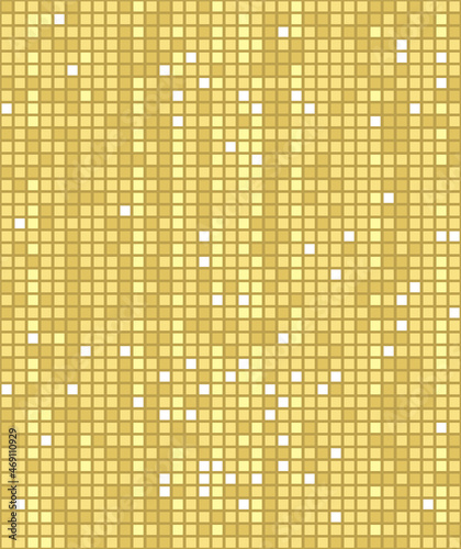 Pixel rectangle gold background, textured yellow square mosaic, vector illustration 10eps.