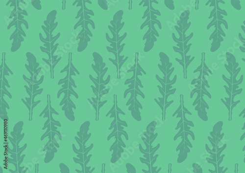 Pattern with leaves  sketch herbs isolated on green background  hand drawn vegetable illustrations