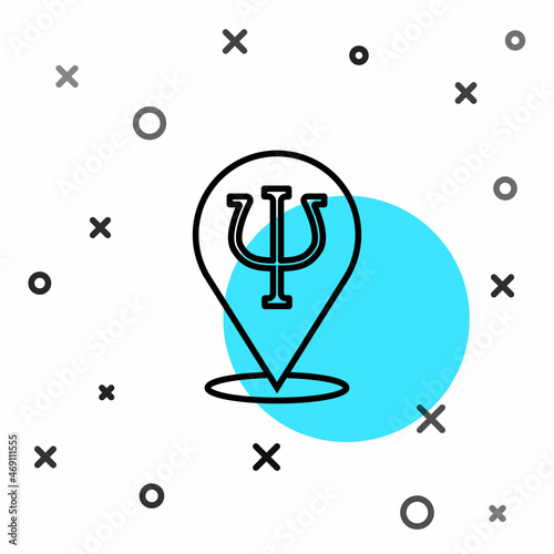Black line Psychology icon isolated on white background. Psi symbol. Mental health concept, psychoanalysis analysis and psychotherapy. Random dynamic shapes. Vector