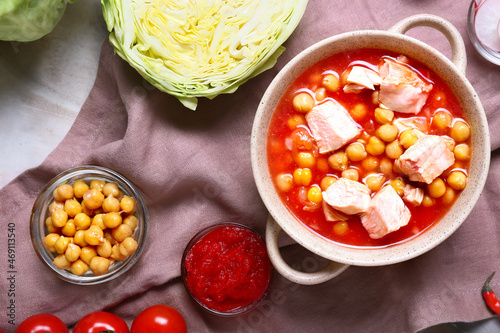 Delicious pozole soup in po...