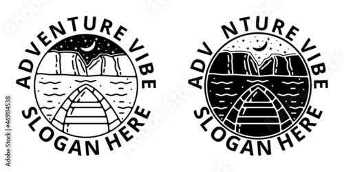 boat monoline vintage outdoor badge design